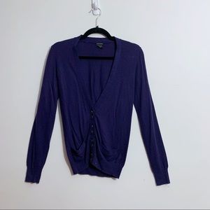 Club Monaco Rabbit Hair Wool Blend Cardigan Purple V-Neck Button Front Size S